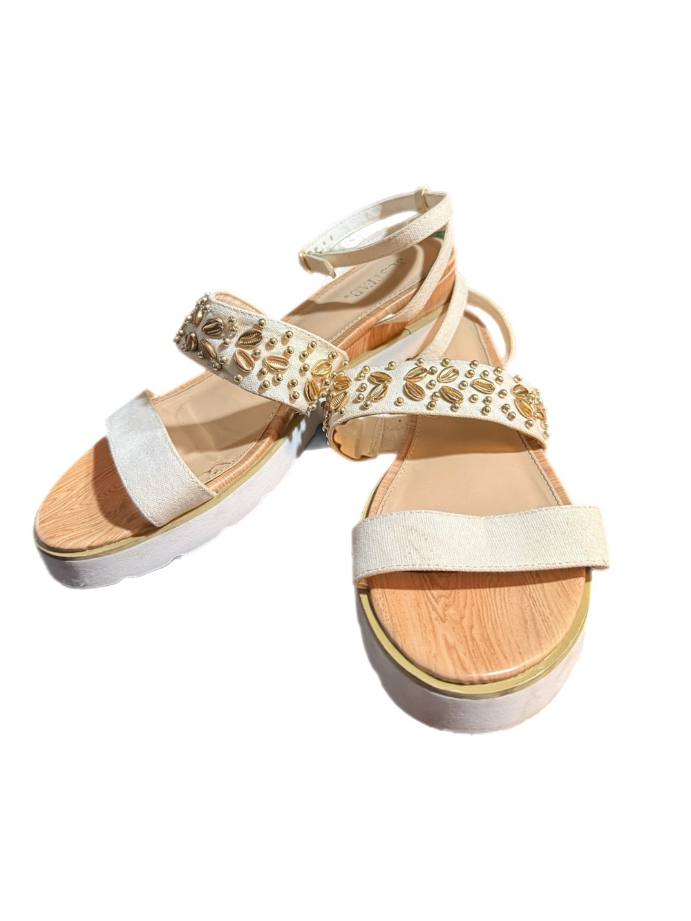Women’s Ivory Embellished Ankle-Strap Sandals